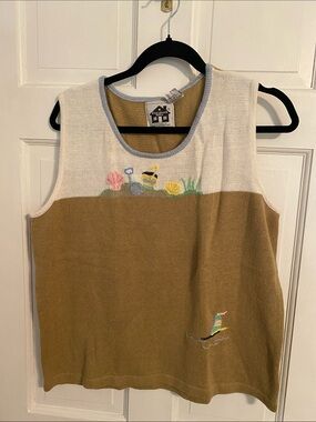 Storybook Knits Two-Tone Knit Tank in White and Mustard
